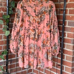 Floral Tiered Pink Babydoll Dress